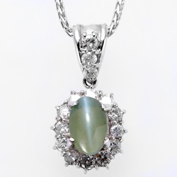 キャッツアイ ネックレス プラチナ ダイヤモンド ペンダント C-1.95ct