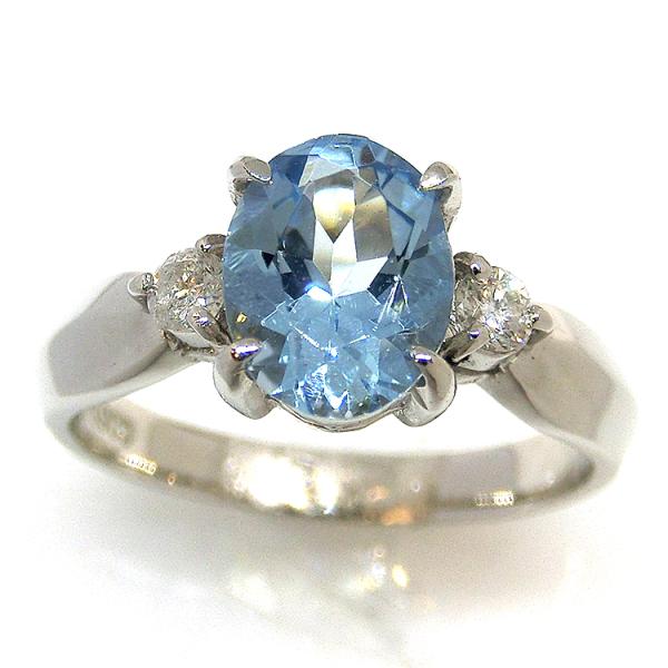 リング アクアマリン プラチナ 指輪 3月誕生石 PT900 1.12ct 天然石 12