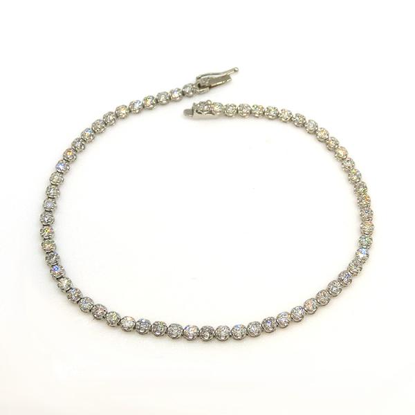 2mm/18cm 人工ダイヤモンド　テニスブレスレット S925プラチナ加工 2mm/18cm 人工ダイヤモンド テニスブレスレット S925プラチナ加工
