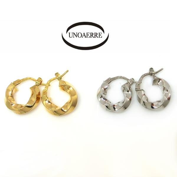 UNOAERRE（ウノアエレ） フープピアス 18金 ゴールド 地金 輪 ホワイト