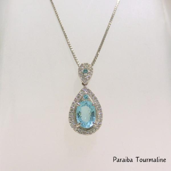 パライバトルマリン ネックレス ダイヤモンド プラチナ ペンダント 10