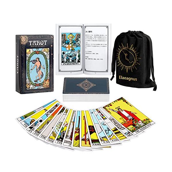 他サイト： Elaeagnus タロットカード78枚 スタンダード クラシックタロットカード 日本語解説書付き ベルベットバッグ タロットカード占卜の商品画像