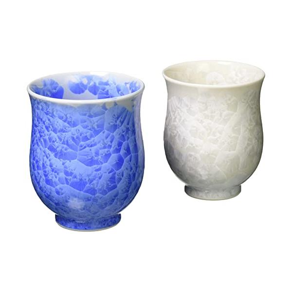 京焼 清水焼 陶あん窯 湯呑 組湯呑 花結晶 (青・白) KTA169