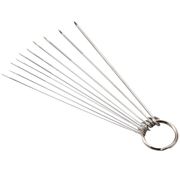 【商品概要】【商品説明】説明商品紹介●線径0.4mm~1.6mmまで10本揃った全長120~130mmのピンクリーナー。キャブレターなどの細い穴が多い部分の洗浄に最適!●先端を尖らせているため、小さい穴にも入りやすく、かつ先端近くの側面ロー...