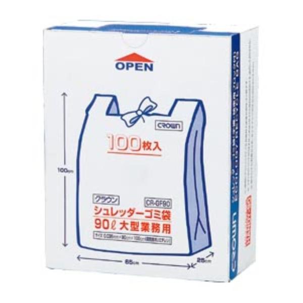 【商品概要】容量:90l仕様:半透明サイズ:縦1000×横900mm厚:0.025mm材質:HDPE【商品説明】【商品詳細】ブランド：クラウン商品種別：文房具・オフィス用品商品名：クラウン シュレッダー用ゴミ袋 CR-GF90-C製造元：ク...