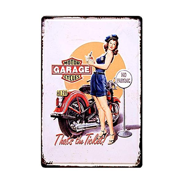 秋月貿易 デザイン小物 GARAGE GIRL S Antique Metal Plate Z235