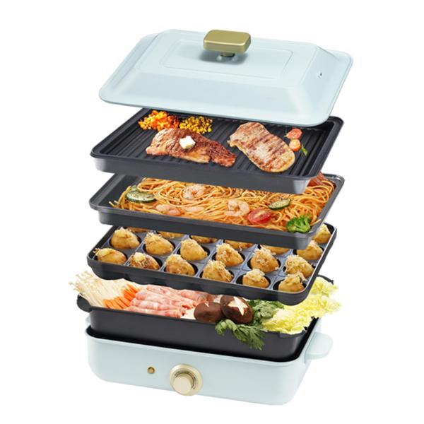 他サイト： SOLEMOOD ホットプレート 焼肉 たこ焼き 4枚タイプ 波型プレート付き 多用途 しゃぶしゃぶ グリル鍋 深鍋 焼肉プレート プレート取り外し可の商品画像