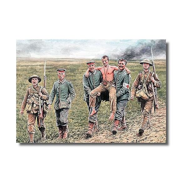 マスターボックス 1/35 イギリス・ドイツ 両兵士6体 負傷兵搬送 イギリス・ドイツ兵各3体 ソンム戦1916年 第一次 プラモデル MB35158