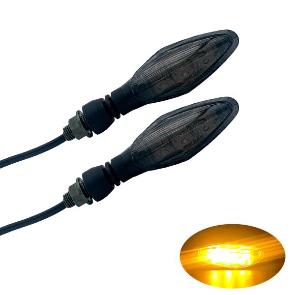 ターンシグナル Eマーク認証 車検対応 2個 セット バイク用 汎用 3LED 高輝度 ウインカー 12V (モデル１ / ２個, スモーク)
