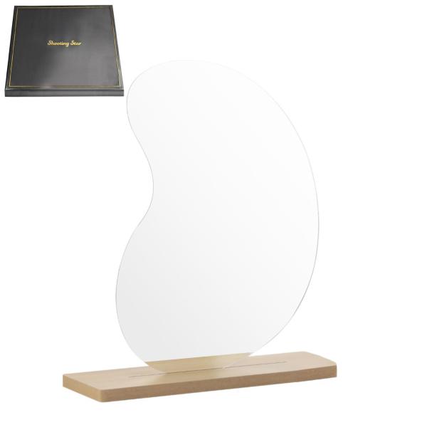 【商品概要】☆割れない鏡 アクリル製だから割れない。飛散を防止！☆歪みが少ない！（完全にゆがみのない映りをご希望される場合は通常の鏡をオススメ致します）☆土台付で簡単設置☆横向きも縦向きもお好みで！（卵型のみさし方次第）☆土台に挟み込むだけ...