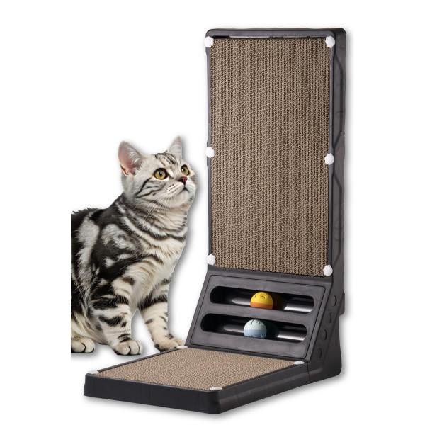 福猫物語 猫 爪研ぎ 4wayスクラッチ 段ボール交換式 縦型 L字 60x40x23.5cm 滑り止めパッド8個 安全基準検査済