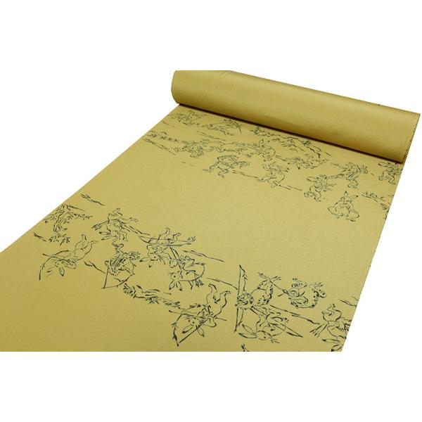 TORAY（東レ） シルック 男物 長襦袢反物 鳥獣戯画 金茶 : Tamao