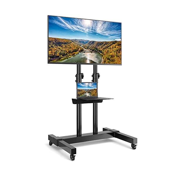 他サイト： Rfiver テレビスタンドキャスター付き tvスタンド 二重支柱設計 32~75インチ対応 高さ調節可能 テレビスタンド ハイタイプ 棚付きの商品画像