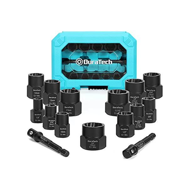 DURATECH ナット抽出ソケットセット ナットツイスター 壊れたボルト抽出器 ナットリムーバー 潰れたボルト ナットエクストラクターソケット