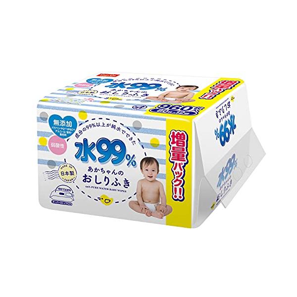 他サイト： 純水ベビーケア レック 純水 99% おしりふき 弱酸性 日本製 白 80枚×12個 (960枚)の商品画像