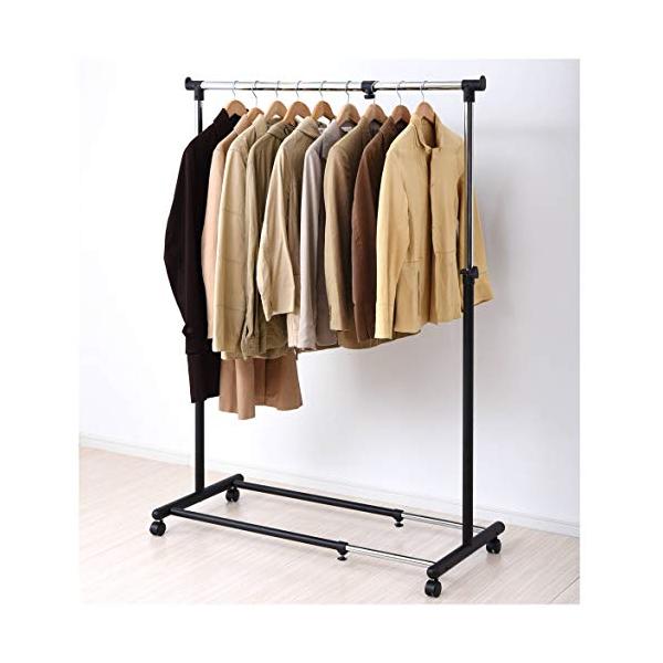 山善(YAMAZEN) ハンガーラック シングル 耐荷重30kg 幅81-122×奥行49×高さ111-184cm 幅・高さ伸縮調整可 マットブ