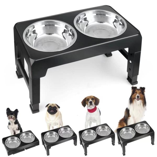 他サイト： 映澤（エイタク） 犬 食器 フードボウル 犬用 食器台 大型犬向け 折り畳み昇降式?4段階 高度調節 餌入れ 水入れ エサ台 滑り止め ステンレの商品画像