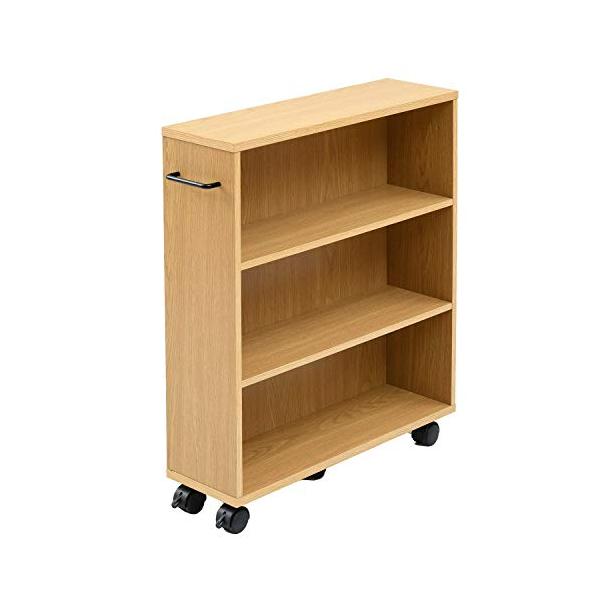本棚 薄型 キャスター付き 3段 幅17 奥行55 高さ68.5 cm コミックラック 書棚 ブックシェルフ 収納ラック 山善 YAMAZEN