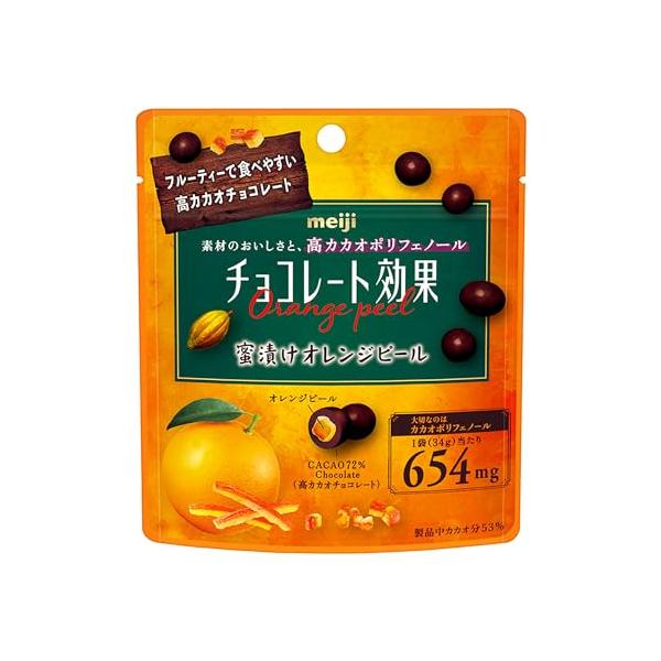 他サイト： チョコレート 明治 カカオ72%蜜漬けオレンジピールパウチ 34g×10袋の商品画像