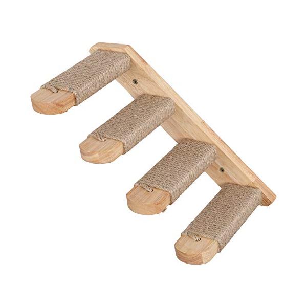 他サイト： FUKUMARU 壁掛け式猫用階段 ラバーウッド製で頑丈 麻紐滑り止め付き 取り付け簡単 猫の遊び場づくり 正規品 省スペース 左上がりの商品画像