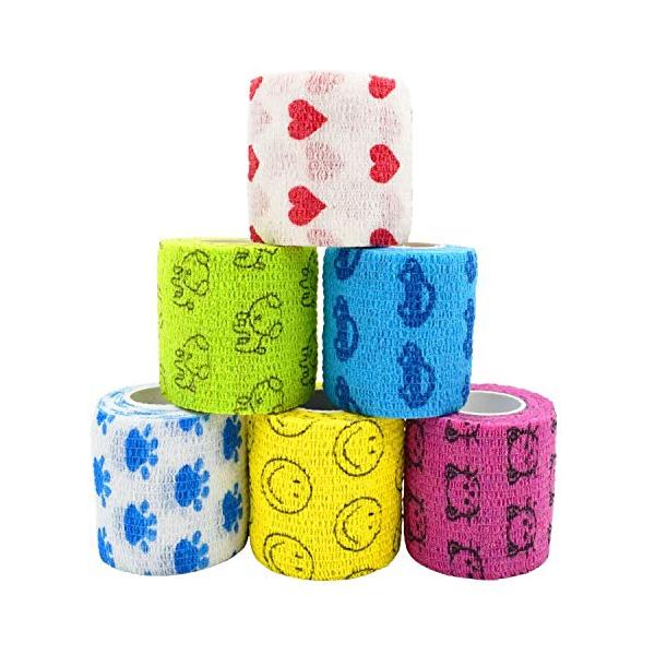 他サイト： Edostree ペットフレックス 粘着包帯 自着性伸縮包帯 弾力包帯 バンテージ ペット 犬 猫 伸縮 防水 不織布 6点セット KTBD-0の商品画像