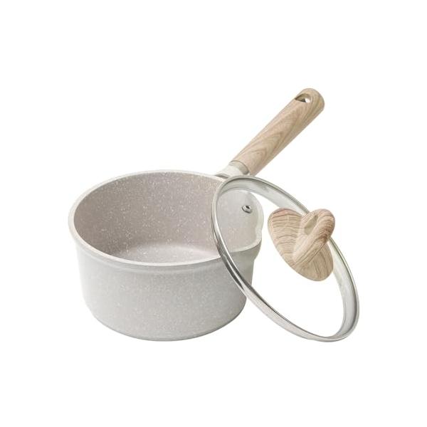 他サイト： CAROTE カローテ 片手鍋16cm 蓋付き IH対応 ミルクパン PFOA PFOS フリー マーブルコーティング くっつきにくく洗いやすいの商品画像