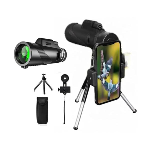 2026年最新型E&amp;K726 単眼鏡 40倍 超望遠レンズ 高倍率 40×60 高性能HD 単眼望遠鏡 スマホ用カメラレンズ 三脚・スマホアダプ