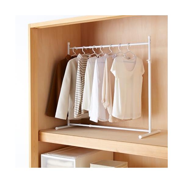 他サイト： HEIAN SHINDO ハンガーラック 押入れ収納 シングル 縦横伸縮 ホワイト 幅75~130cm 高さ81~110cm 奥行40cm 耐荷の商品画像