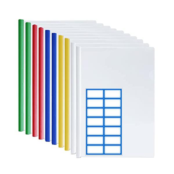 DY.2ten スライドファイル 大容量 A4 10冊セット カラー レールファイル 厚とじ 1.5cm幅 クリアーファイル レールクリアホルダ