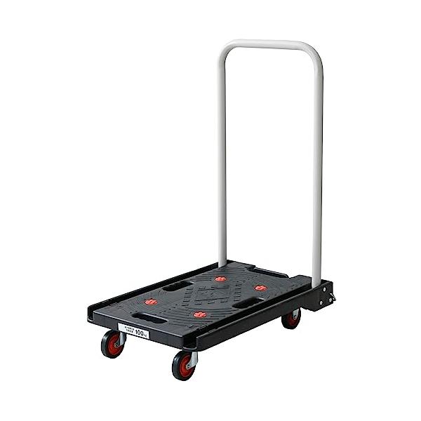 山善(YAMAZEN) 台車 静音キャスター 38×62cm 積載荷重100kg すべり防止ゴム(4カ所) ブレーキ付き 折りたたみ 軽量 コン