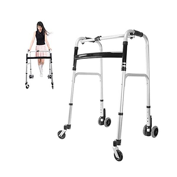 他サイト： 歩行補助具 折りたたみ式 歩行具 大人軽量 歩行車 高齢者用 高さ5段調節 軽量アルミ製 前後キャスター付き介護用品 大人の歩行器 室内 室外の商品画像