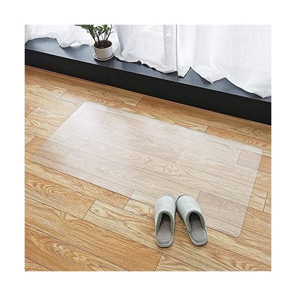 拭くだけキッチンマット 透明 120×60cm クリアマット 1.5mm厚 拭ける PVCマット 床暖房対応 お手入れ簡単 台所マット ソフト