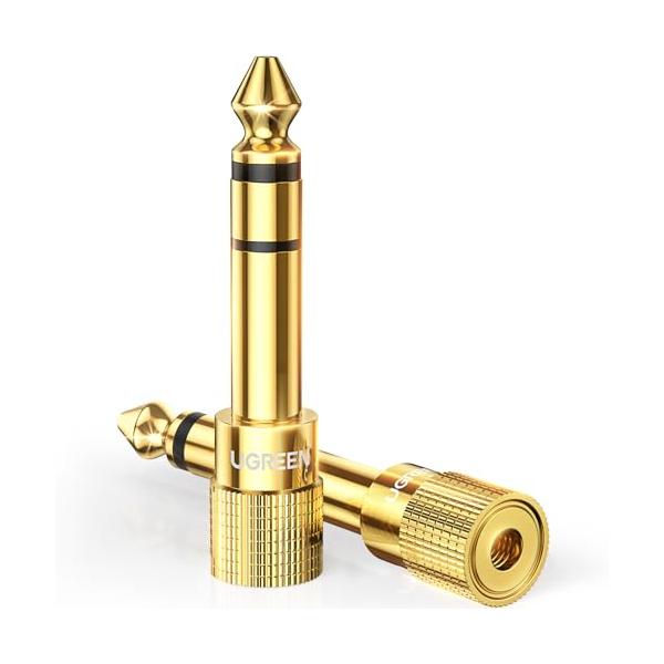 他サイト： UGREEN 3.5mm 6.35mm 変換アダプタ オーディオケーブル ステレオミニプラグ(メス)⇒ステレオ標準プラグ(オス) 24K金メッキの商品画像