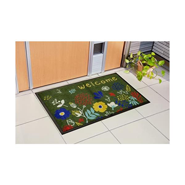 他サイト： イケヒコ 玄関マット フォレスタ グリーン 約47×75cm 花柄 屋外用 マット #2041909の商品画像