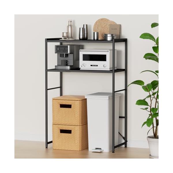 北欧風ブラック/Large/SH26・Color:ブラック・多機能キッチンラック仕様サイズ：約幅60〜80×奥行き42×高さ125cm(アジャスター含)／可動棚の間隔：約11cm　8段階調整可能／耐荷重：約40kg／材質：スチール（紛体塗装...