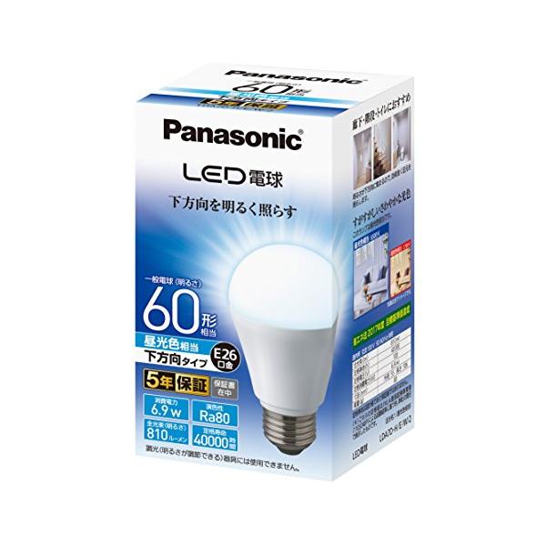 パナソニック LED電球 口金直径26mm 電球60形相当 昼光色相当(6.9W
