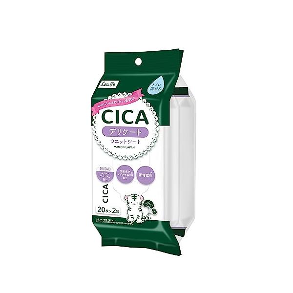 他サイト： レック CICA 水99％ デリケート ウェットシート (20枚×2個) トイレに流せる/日本製/整肌成分 ツボクサエキス配合 /の商品画像