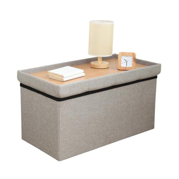 テーブルにもなるベンチライトグレー/奥行き 35cm × 幅 70cm x 高さ 35cm/61494・Color:ライトグレーStyle:テーブルにもなるベンチ・パッケージ個数:1・1台3役で大活躍 テーブルにもなる収納スツール・サイズ:...