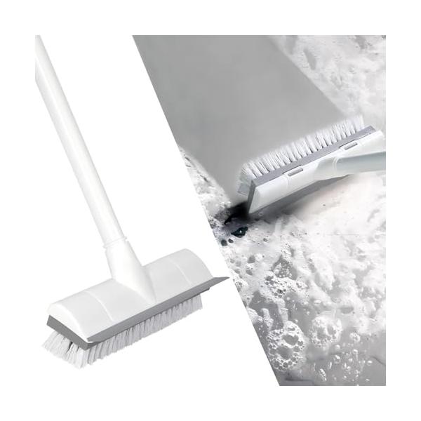 モダンホワイト/幅25cm*長47cm-127cm/MM30・Color:ホワイト・パッケージ個数:1・いいデザインのデッキブラシ耐久性MAX：ブラシや本体（棒）が折れにくくなった。高品質の鉄ポールとPP素材のブラシヘッドで構成されています...