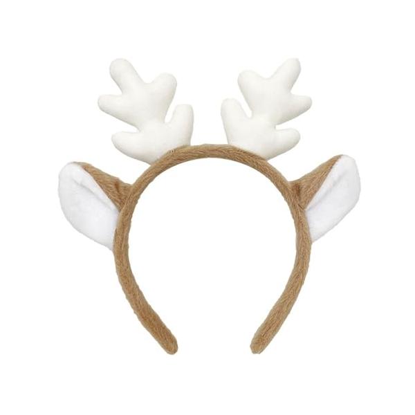 サムコス クリスマス トナカイ カチューシャ 2色 鹿の角 ヘアアクセサリー 仮装 可愛い 髪飾り コスプレ 男女兼用 (ホワイト)