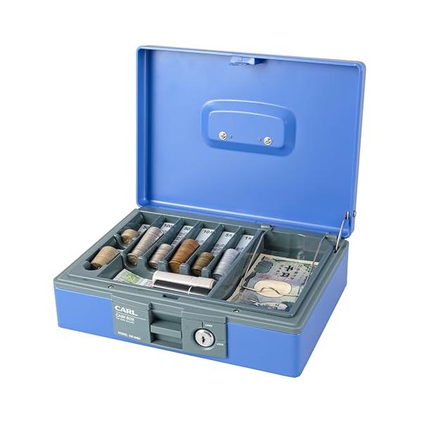 カール事務器 手提げ金庫 キャッシュボックス A5 ブルー CB-8400-B