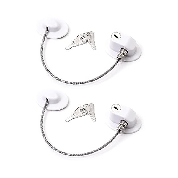 他サイト： Pstyle. ドア ロック 冷蔵庫 引き出し 窓 室内 鍵 穴あけ不要 PST-077 (2 ホワイト)の商品画像