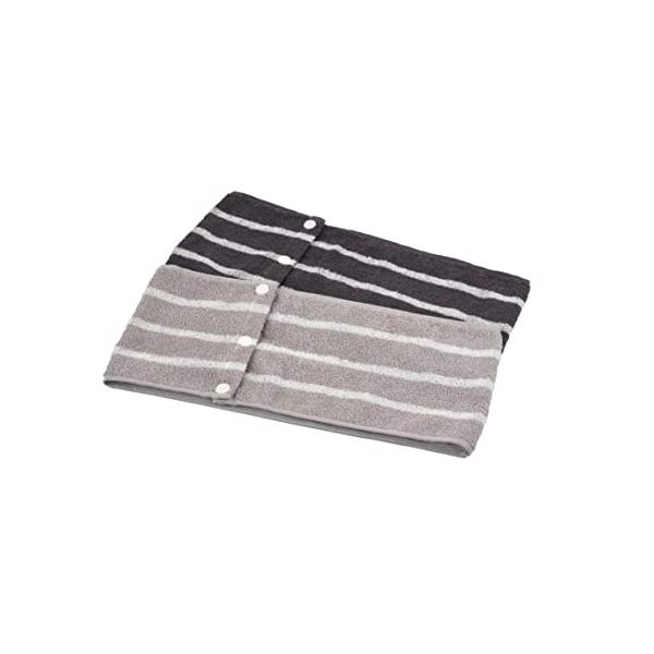 他サイト： Kosugizen スリムフェイスタオル くるくるタオル ストライプ 2色各1枚入 16×80cm ボタンで止めてくるくる回せる 便利なサイズ 2の商品画像
