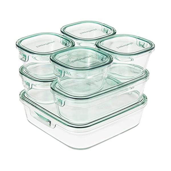他サイト： iwaki(イワキ) 耐熱ガラス 保存容器 グリーン 7個セット パック&amp;レンジ PSC-PRN-G7の商品画像