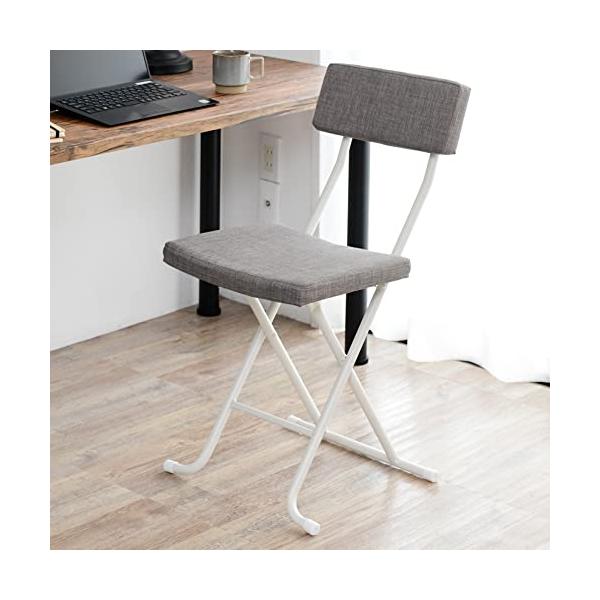 他サイト： 山善(YAMAZEN) 折りたたみ椅子 (ワイド) 背もたれ付き チェア パイプ椅子 幅39.5×奥行54×高さ81cm 完成品 グレー YZXの商品画像