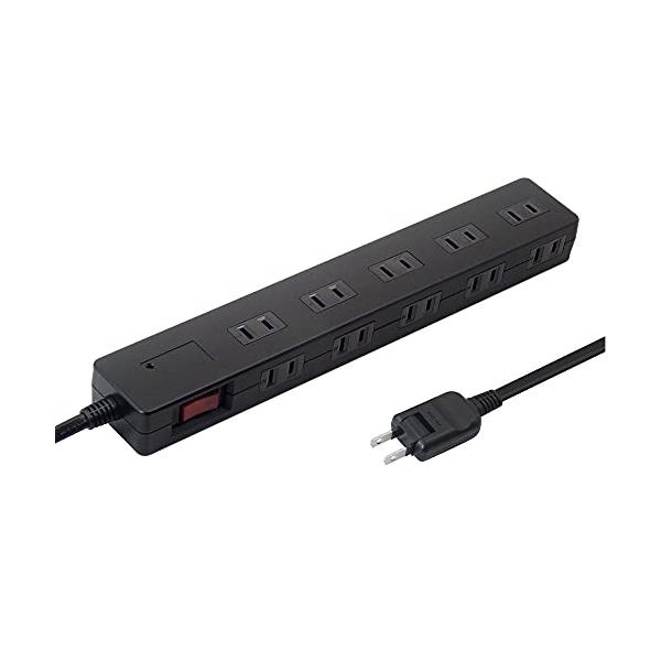 他サイト： スタイルド 雷ガード ブレーカー付 10個口 電源タップ 一括集中スイッチ マグネット スイングプラグ 延長コード(コード2m ブラック)の商品画像