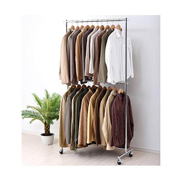 山善 ハンガーラック 高さ伸縮 頑丈 耐荷重120kg たくさん掛けても移動
