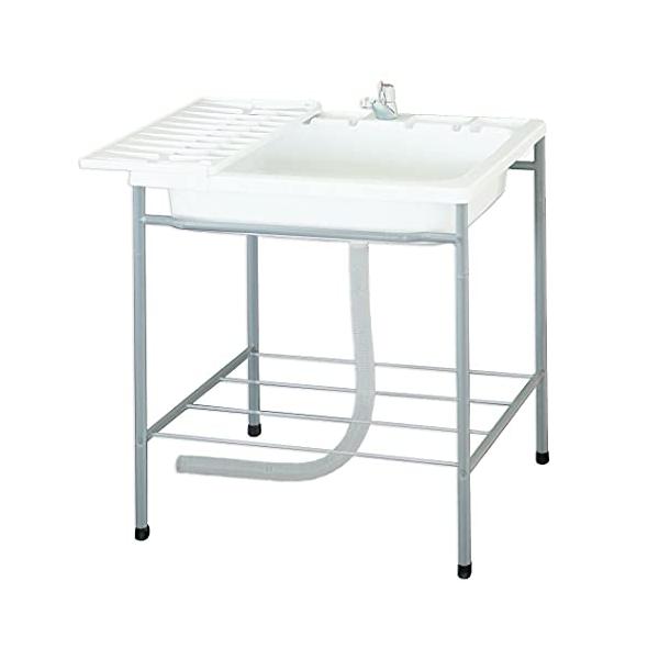 蛇口つきシルバー/ジャグ流し台/JAG600・Size:ジャグ流し台Style:蛇口つき・パッケージ個数:1・特長1:レバー式蛇口コック・特長2:水切りトレー左右どちらにも取付可能・特長3:石鹸、タワシ置きスペース有り・特長4:ホースリール...