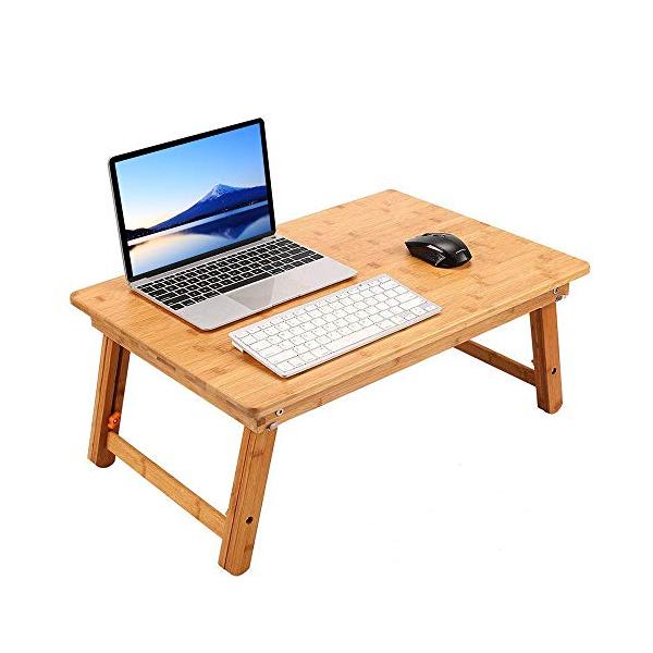 他サイト： ノートパソコンデスク PCスタンド 傷付きにくい 竹製 ベッドテーブル ローテーブル 折りたたみ式 膝上テーブル 高さ調整可能 姿勢 多機能 持の商品画像