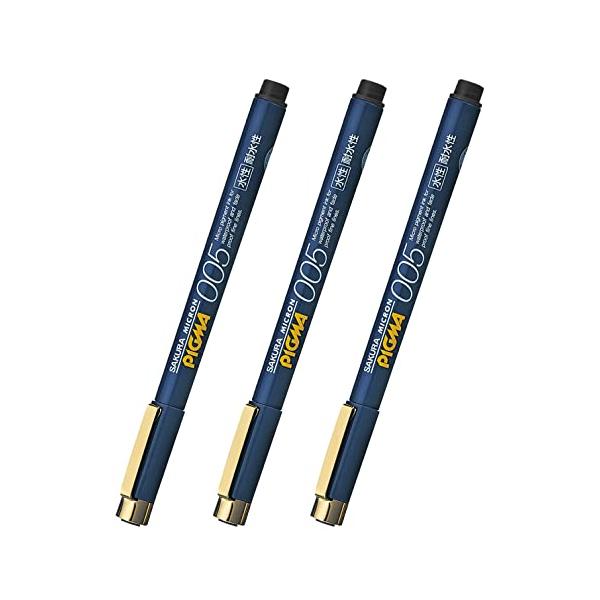 他サイト： サクラクレパス 水性ペン ピグマ 黒 005 3本セット ミリペン 製図ペン ESDK005#49(3)の商品画像